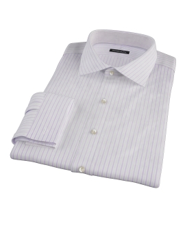 Albini Lavender Satin Stripe Fitted Shirt 