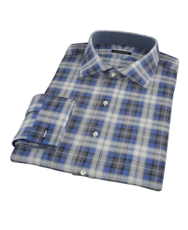 Blue and Charcoal Large Plaid Custom Dress Shirt 