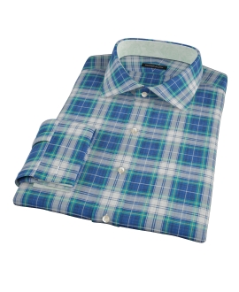 Blue Green Reversible Plaid Fitted Shirt 