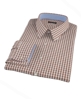 Clove Brown Gingham Fitted Dress Shirt 