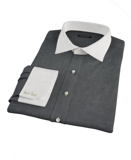 Jones Charcoal End on End Fitted Dress Shirt 
