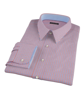 Red and Blue Mini Gingham Fitted Shirt 