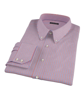 Red and Blue Mini Gingham Fitted Dress Shirt 