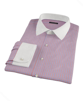 Red and Blue Mini Gingham Custom Dress Shirt 