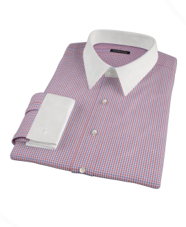 Red and Blue Mini Gingham Custom Dress Shirt 
