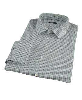 Green and Blue Mini Gingham Fitted Shirt 