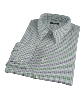 Green and Blue Mini Gingham Custom Dress Shirt 