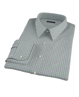 Green and Blue Mini Gingham Dress Shirt 