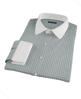 Green and Blue Mini Gingham Men's Dress Shirt 