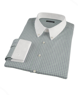 Green and Blue Mini Gingham Custom Dress Shirt 