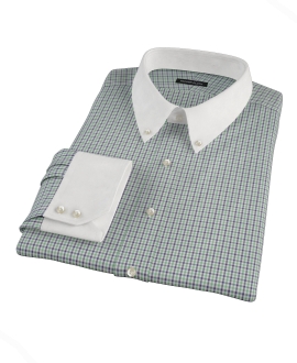 Green and Blue Mini Gingham Dress Shirt 
