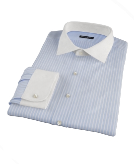 Light Blue Reverse Bengal Stripe Fitted Shirt 
