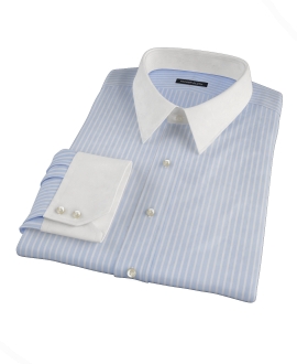 Light Blue Reverse Bengal Stripe Fitted Dress Shirt 