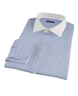 Blue Wrinkle Resistant Bordered Stripe Tailor Made Shirt 