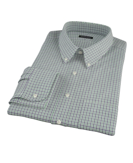 Green and Blue Mini Gingham Men's Dress Shirt 