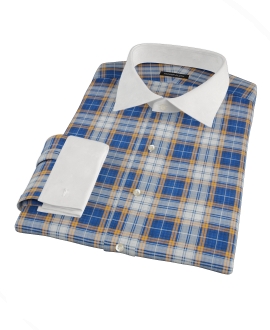 Blue and Orange Large Plaid Dress Shirt 