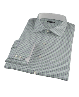 Green and Blue Mini Gingham Fitted Dress Shirt 