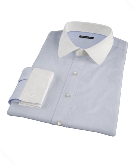 Albini Blue White Fine Stripe Dress Shirt 