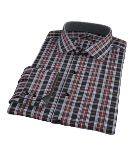 Whistler Maroon Plaid Fitted Dress Shirt 