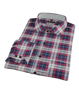 Navy Red Large Plaid Custom Dress Shirt 