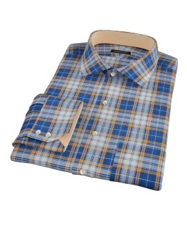 Blue and Orange Large Plaid Dress Shirt 
