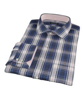 Large Blue and Pink Plaid Men's Dress Shirt 