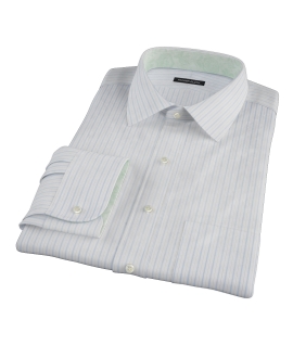 Albini Light Blue Satin Stripe Dress Shirt 