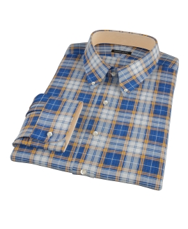 Blue and Orange Large Plaid Custom Dress Shirt 