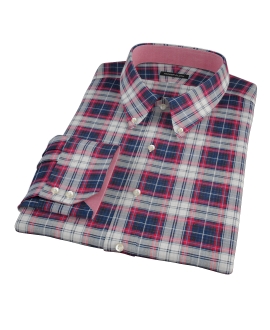 Navy Red Large Plaid Custom Dress Shirt 