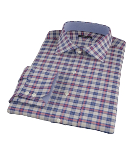 Blue and Orange Tartan Fitted Dress Shirt 
