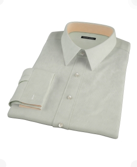Soft Green Basketweave Fitted Dress Shirt 