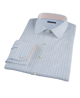 Light Blue Windowpane Glen Plaid Custom Made Shirt 