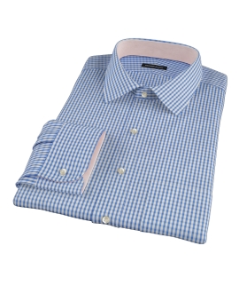 Blue Wrinkle Resistant Bordered Check Men's Dress Shirt 