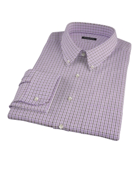 Lavender and Brown Mini Gingham Men's Dress Shirt 