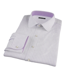 Albini Lavender Satin Stripe Custom Dress Shirt 