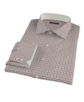 Brown and Black Gingham Twill Fitted Dress Shirt 