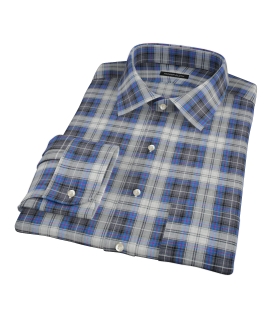 Blue and Charcoal Large Plaid Custom Made Shirt 