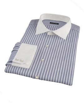 Navy Stripe Fitted Dress Shirt 