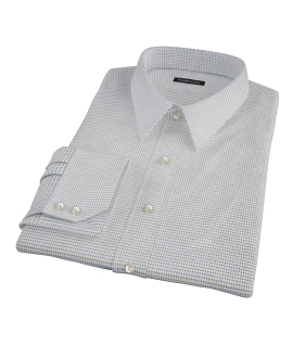 Coffee & Blue Check Men's Dress Shirt 