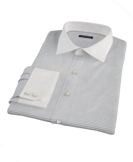 Coffee & Blue Check Fitted Shirt 