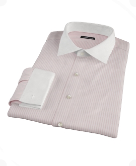 Pink University Stripe Pinpoint Fitted Dress Shirt 