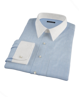 Light Blue Herringbone Custom Made Shirt 