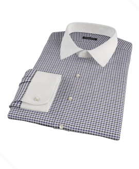 Blue and Black Gingham Twill Dress Shirt 