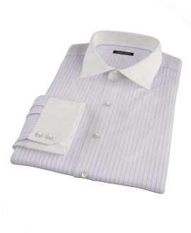 Albini Lavender Satin Stripe Men's Dress Shirt 