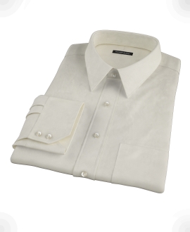 Ecru Pinpoint Fitted Dress Shirt 