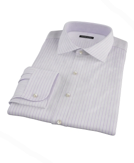 Albini Lavender Satin Stripe Men's Dress Shirt 