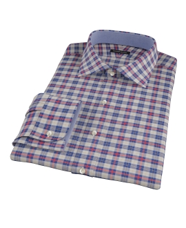 Blue and Orange Tartan Fitted Dress Shirt 