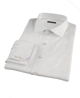White Wrinkle Resistant Cavalry Twill Fitted Dress Shirt 