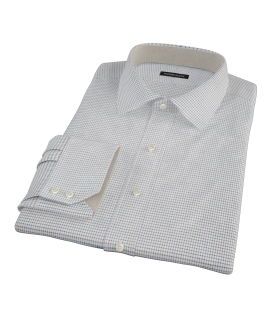 Coffee & Blue Check Fitted Shirt 