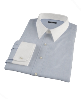 Light Blue Glen Plaid Fitted Dress Shirt 